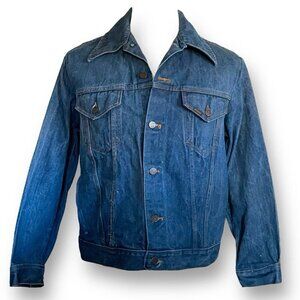 Vintage 70s Sears Western Wear Mens Jean Jacket Sz Medium LG Blue Denim Trucker